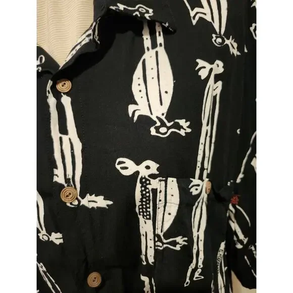 Vintage Mad Gringo Hawaiian Shirt Mens Size 2 XL Black White Button Up - Picture 4 of 9